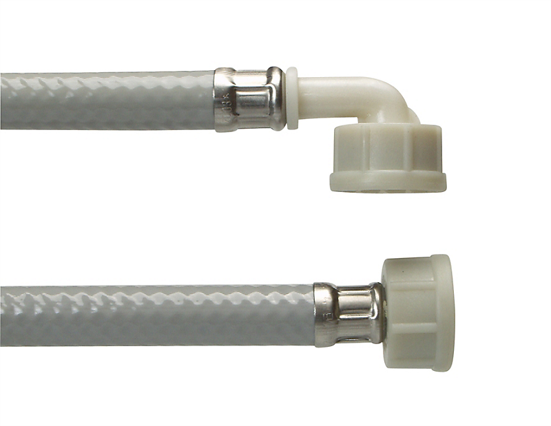 Neoperl tilslutningsslange 3500 mm. 3/4 oml. x 3/4 vinkel til vaskemaskine PVC grå