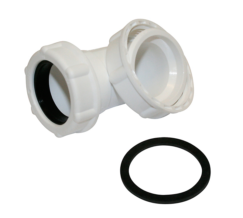 Vinkelkobl. 32mmx1.1/2 Hvid Plast 90 Gr.