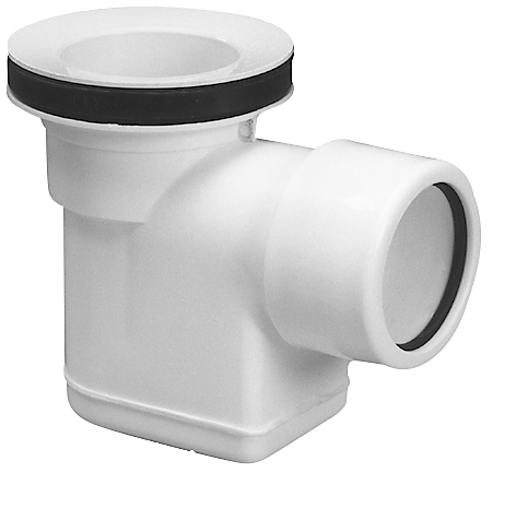 Purus Bundventil Ø40/50x90mm med vandlås & klemringskoblinger hvid PP