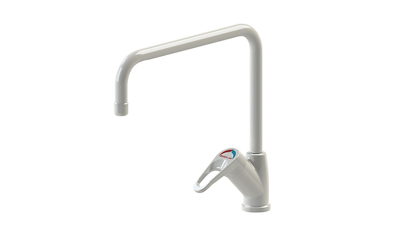 BROEN-LAB laboratoriearmatur med kort håndtag Areator, Slange med G3/8'' omløber, 300mm, Bordmonteret