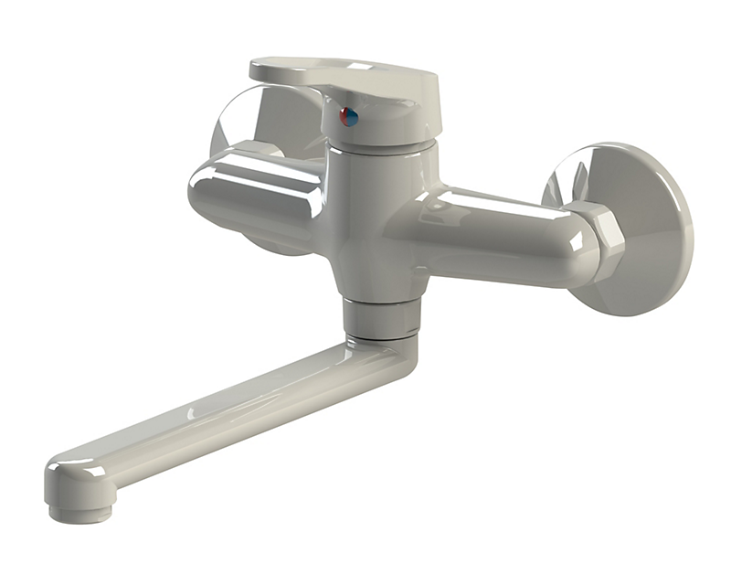 BROEN-LAB laboratoriearmatur med kort håndtag Areator, ISO228/1-G1/2'', 200mm, Vægmonteret