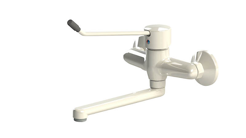 BROEN-LAB laboratoriearmatur med langt håndtag Areator, ISO228/1-G1/2'', 200mm, Vægmonteret