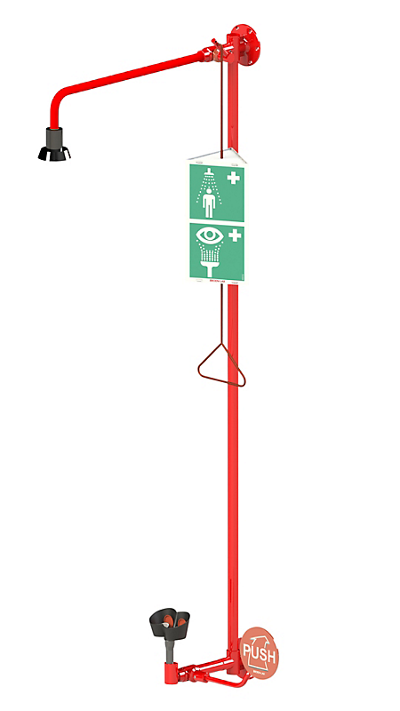 BROEN-LAB Nødbruser med øjen/ansigtsskyl, Vægmonteret