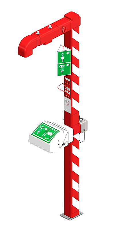 BROEN-LAB Opvarmet Nødbruser med øjenskyllefontæne, Fritstående