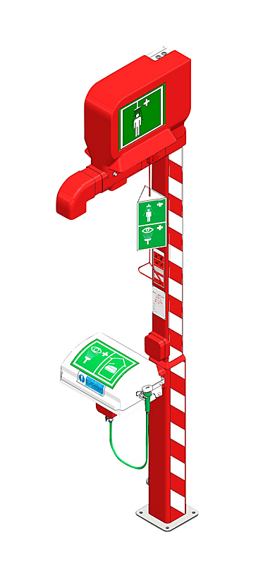 BROEN-LAB Opvarmet Nødbruser med øjenskyllefontæne, Fritstående