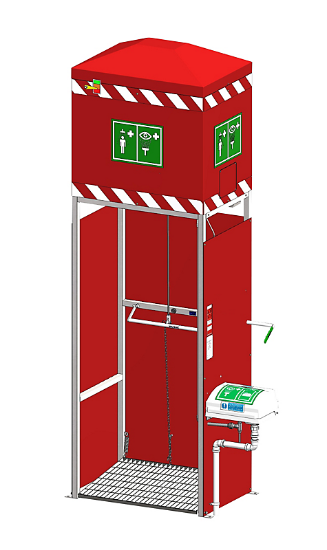 BROEN-LAB Opvarmet Nødbruser med øjenskyllefontæne og 1200l tank