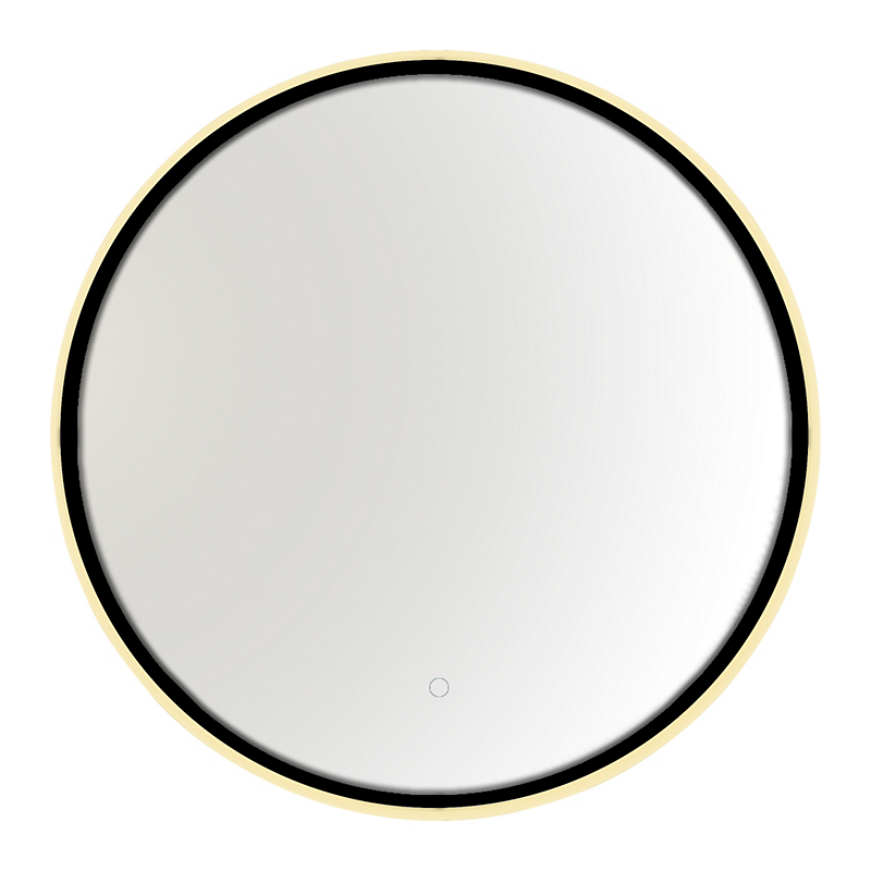 Kriss spejl med lys rundt Ø80mm med matsort aluramme & bagbelysning