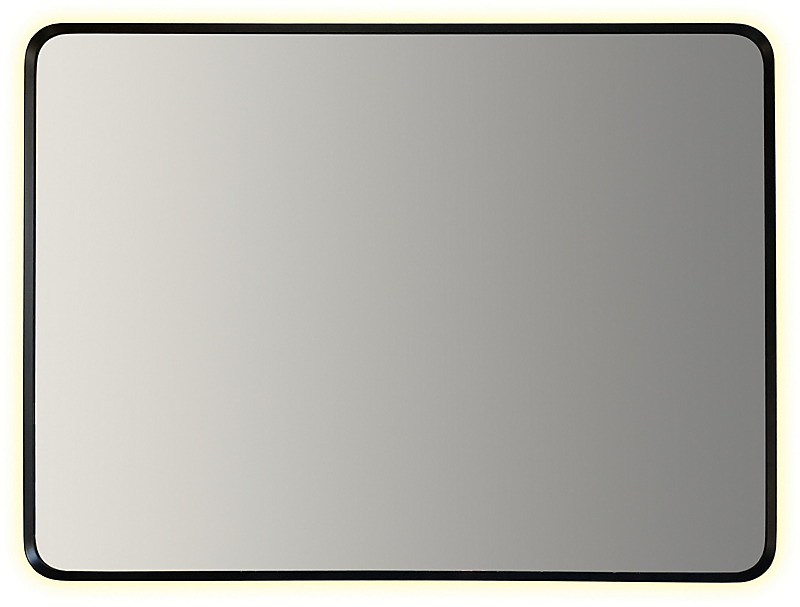 Kriss firkantet spejl med lys 800x600mm. Matsort aluramme & bagbelysning