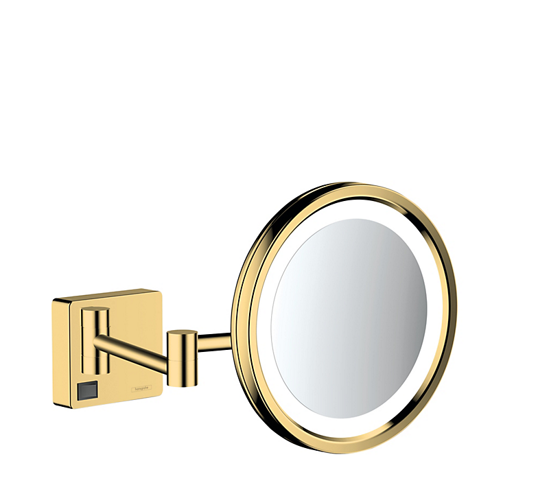 hansgrohe Addstoris barberspejl med LED lys. Poleret guld-optik