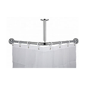 Vinkel badeforhængsstang 90 x 90 mm, komplet sæt