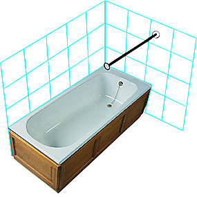 Van Der P Forhængstang frithængende 1000 mm. Komplet med flange. Rustfrit stål