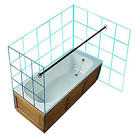 Van Der P Forhængstang 2000mm med 2 vægflanger. Rustfrit stål