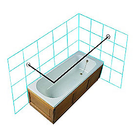 Van Der P Forhængstang 1000x2000mm med 2 vægflanger. Rustfrit stål