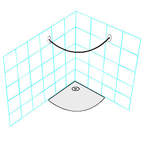 Van Der P Forhængstang rustfrit stål 1/4 Cirkel R:98 cm med specialflanger