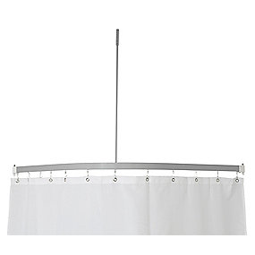 Vinkelstang 90x90cm komplet med loftstøtte og gardinringe. Sølv
