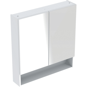 Ifö Spira Pro spejlskab med 2 låger og 2 glashylder 58.8x85x17.5cm Hvid/Lak smalt design