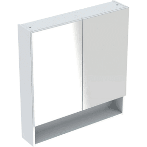 Ifö Spira Pro spejlskab med 2 låger og 4 glashylder Hvid/Lak smalt design