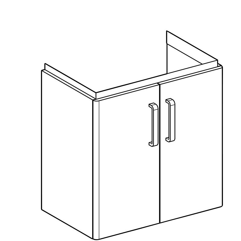 GEBERIT Renova compact vaskeskab 597x397x605mm 2låger blankpoleret lysgrå lakeret