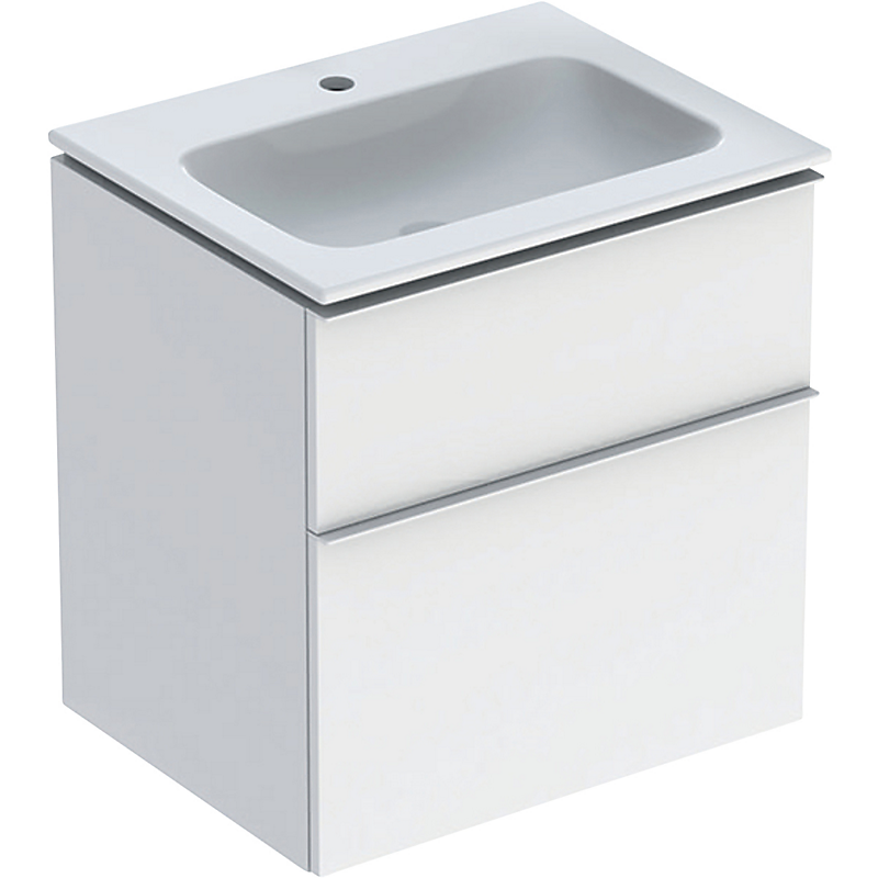 GEBERIT Icon møbelpakke 600x480x630mm 2skuffer hvid lakeret højglans, keratect, greb pulverlakeret mat