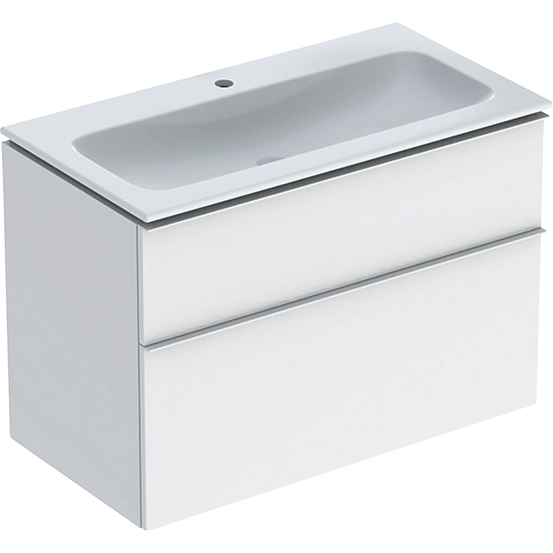 GEBERIT Icon møbelpakke 900x480x630mm 2skuffer hvid lakeret højglans, keratect, greb hvid pulverlakeret mat