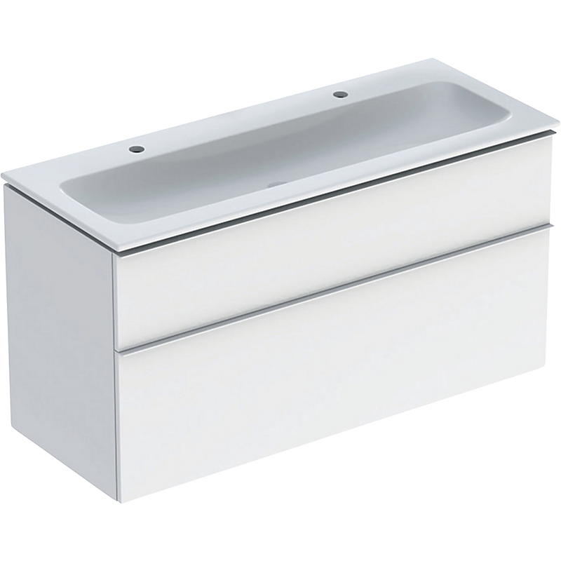 GEBERIT Icon møbelpakke 1200x480x630mm 2skuffer hvid lakeret højglans, greb hvid pulverlakeret mat