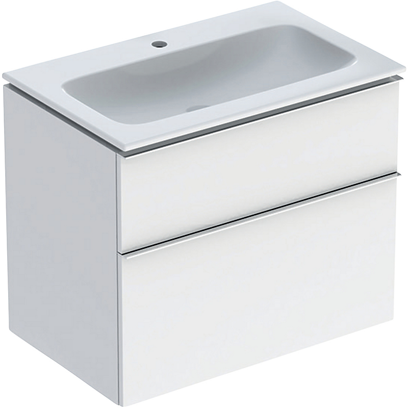 GEBERIT Icon møbelpakke 750x480x630mm 2skuffer hvid lakeret højglans, greb blankforkromet