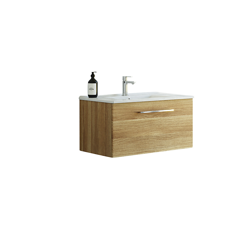 Dansani Mido møbelpakke 81cm 1 skuffe Varm eg, Amber vask