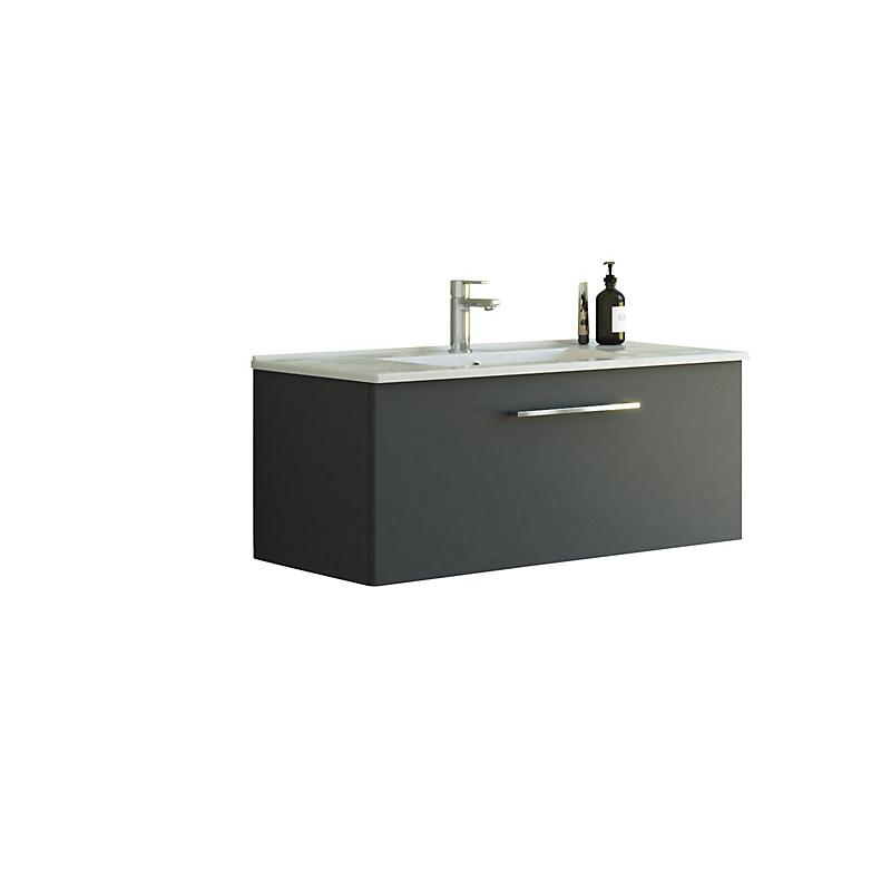 Dansani Mido møbelpakke 101cm 1 skuffe Grå mat, Amber vask