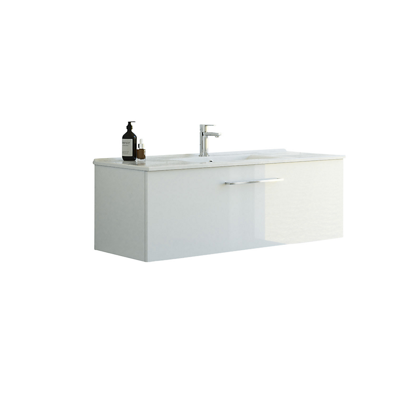 Dansani Mido møbelpakke 121cm 1 skuffe Hvid højglans, Amber vask