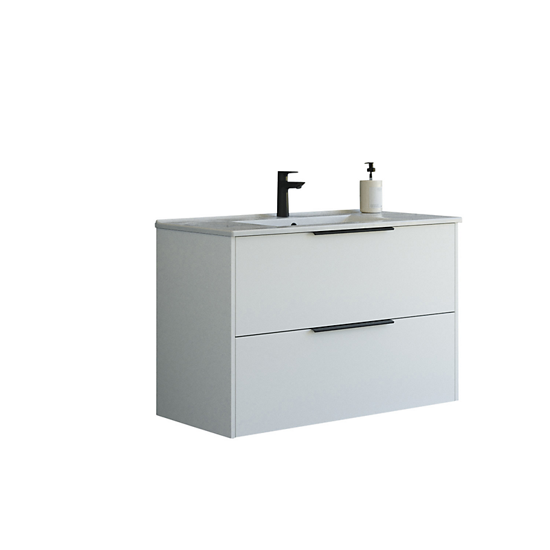 Dansani Mido+ møbelpakke 101cm Classic 2 skuffer Amber vask glat hvid mat