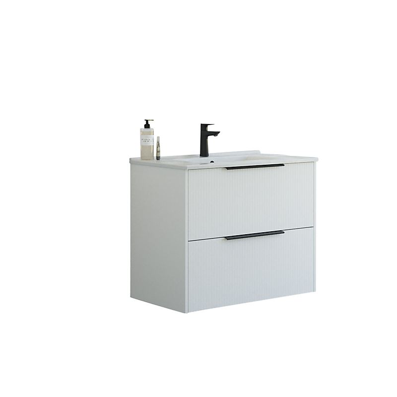 Dansani Mido+ møbelpakke 81cm Classic 2 skuffer Amber vask stribet hvid mat