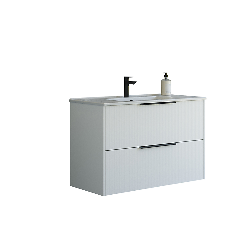 Dansani Mido+ møbelpakke 101cm Classic 2 skuffer Amber vask stribet hvid mat