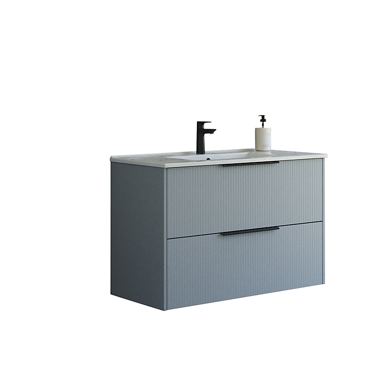 Dansani Mido+ møbelpakke 101cm Classic 2 skuffer Amber vask stribet lyseblå mat