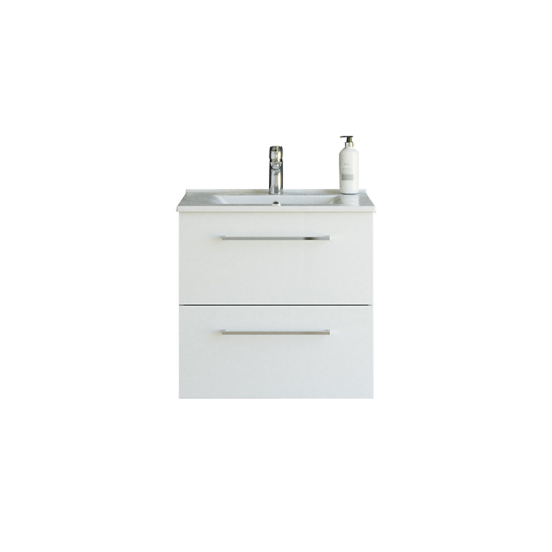 Dansani Mido+ 61 cm møbelpakke med 2 skuffer og Amber vask. Hvid højglans