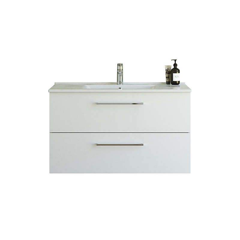 Dansani Mido+ 101 cm møbelpakke med 2 skuffer og Amber vask. Hvid højglans