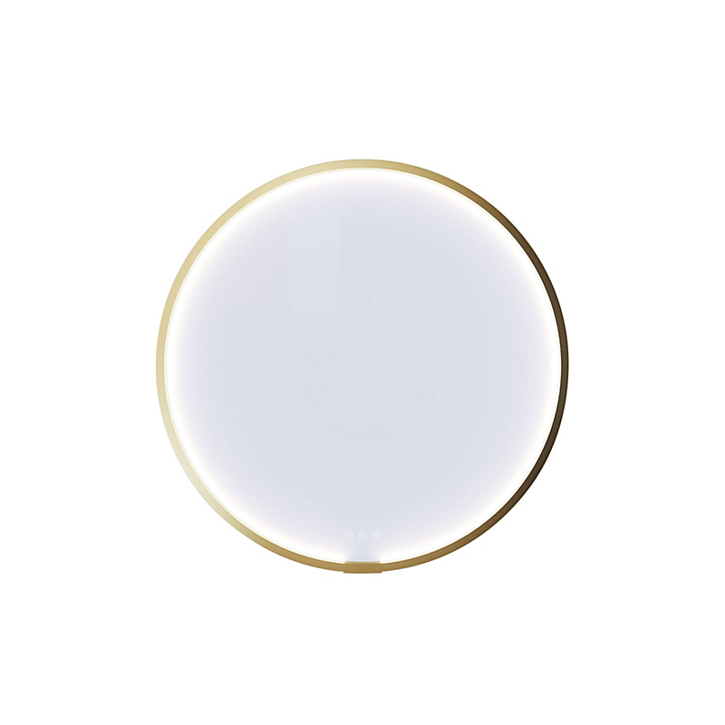 Dansani Rammespejl Moon med lysstyring Ø75 cm. Børstet messing