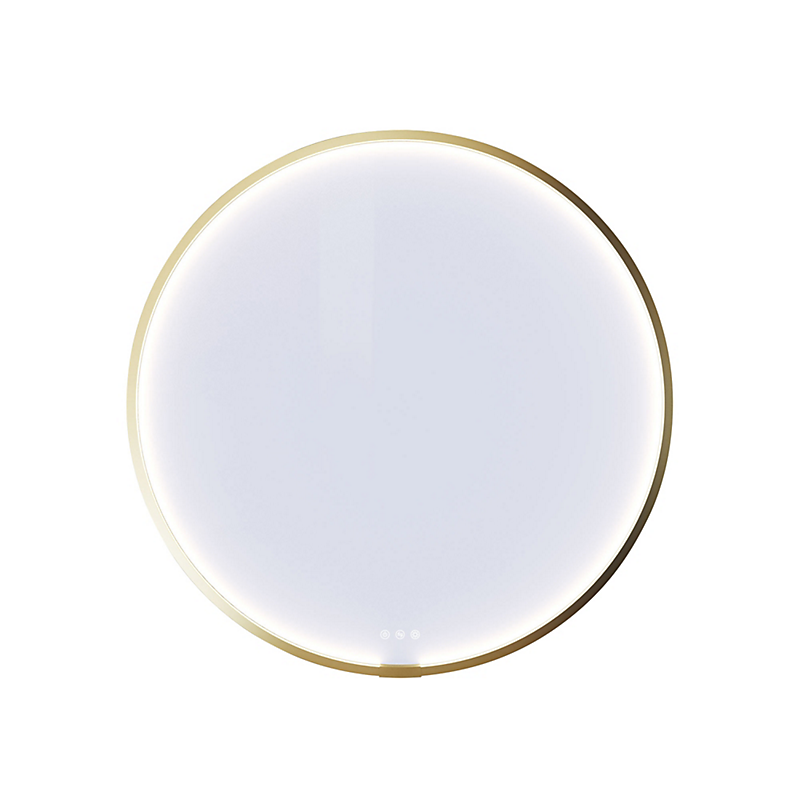 Dansani Rammespejl Moon med lysstyring Ø90 cm. Børstet messing