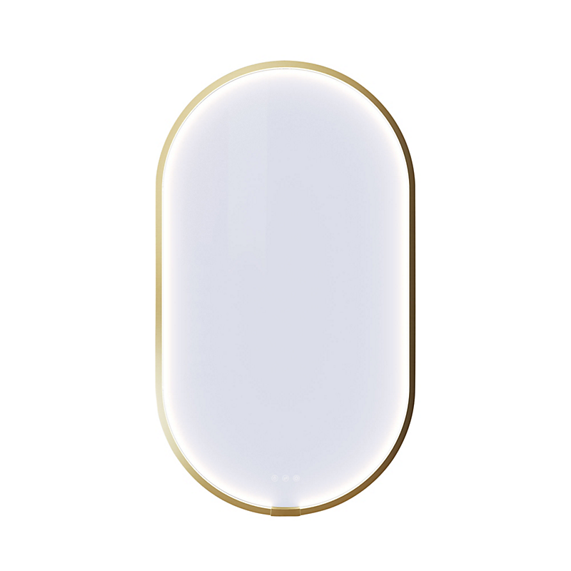 Dansani Rammespejl Moon med lysstyring 105x60 cm. Børstet messing