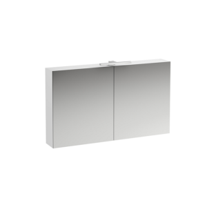 Laufen base spejlskab 1200 mm. Med lys & eludtag eu ip 44. 1200x700x180 mm. Mat hvid
