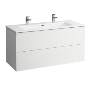 Laufen base møbel pakke 120 mm. Med Pro s slim håndvask med 2 hanehuller. Mat hvid