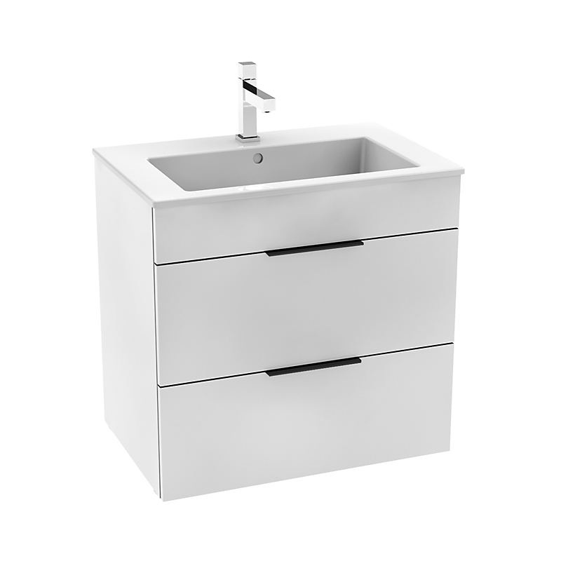 Jika Cube møbelpakke 650x430mm, 2 skuffer, sorte greb, hvid semiglans