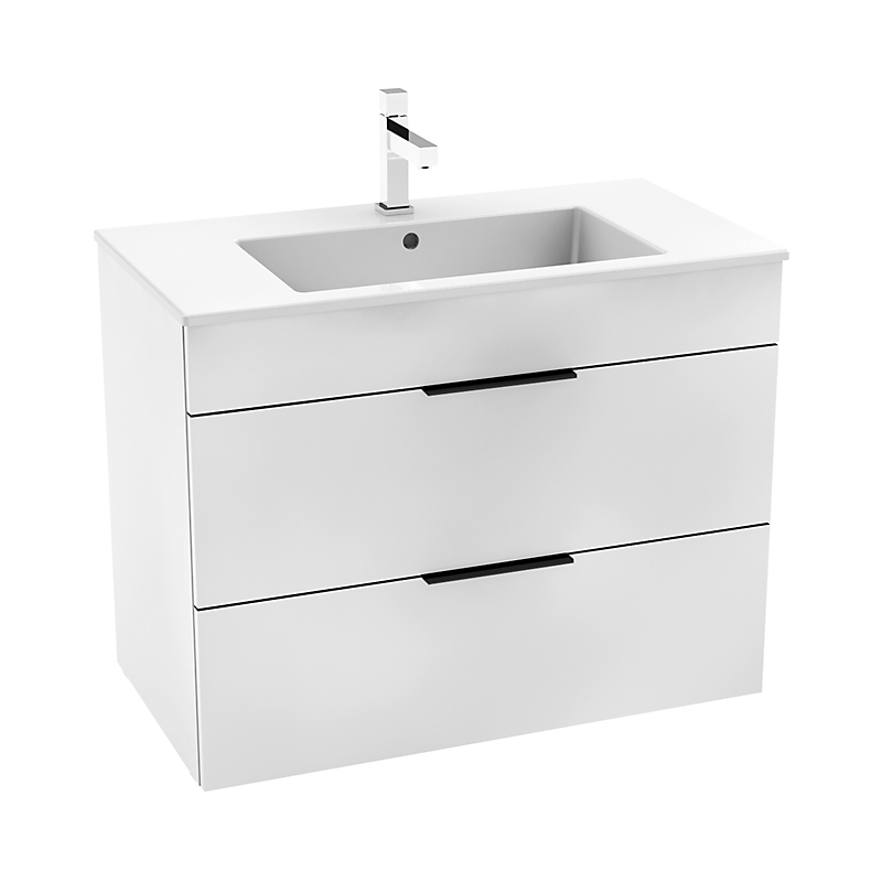 Jika Cube møbelpakke 800x430mm, 2 skuffer, sorte greb, hvid semiglans