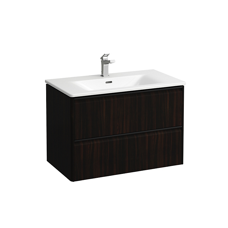 Laufen Palace møbelpakke 80cm, sortgreb, softclose, mørk elm