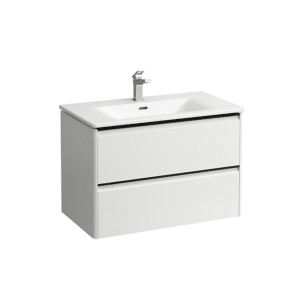 Laufen Palace møbelpakke 80cm, sortgreb, softclose, hvid højglans