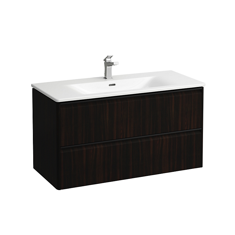 Laufen Palace møbelpakke 100cm, sortgreb, softclose, mørk elm