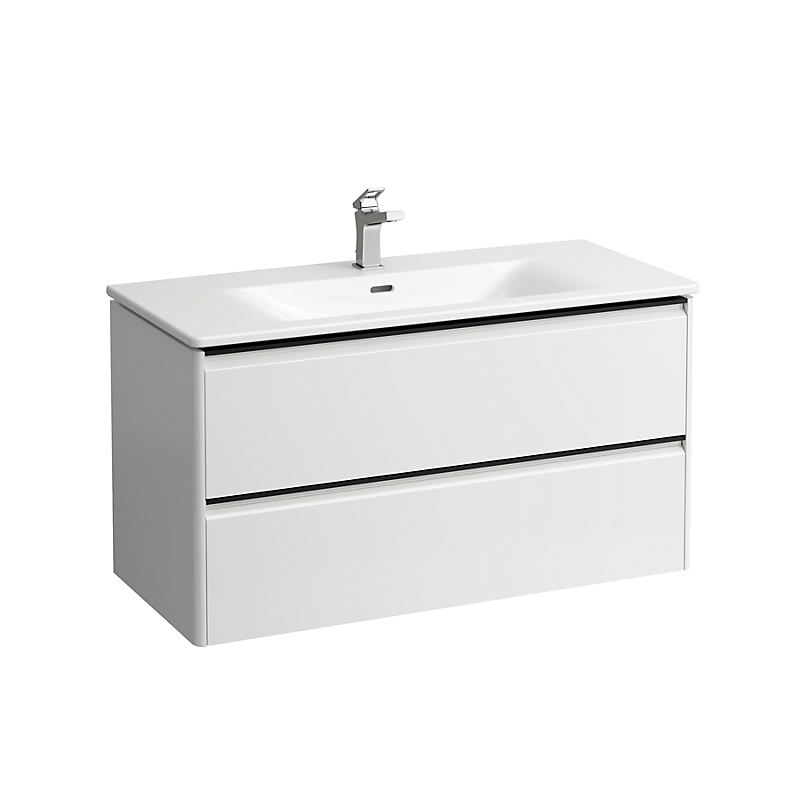 Laufen Palace møbelpakke 100cm, sortgreb, softclose, hvid højglans