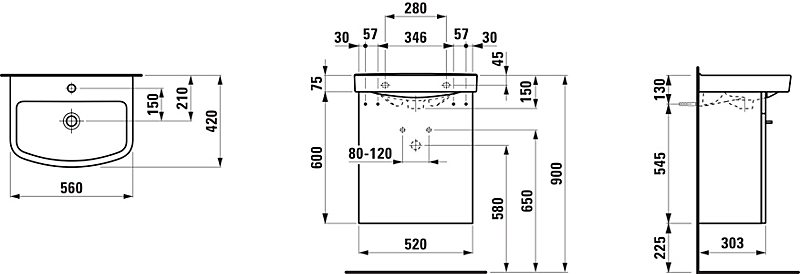 Laufen KOMPAS møbelpakke KOMPAS møbelpakke 560x420mm, 2 låger. Mat hvid