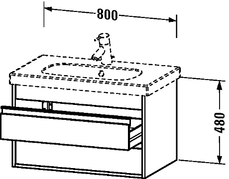 Duravit Starck vaskskab, mat grå, 800 mm