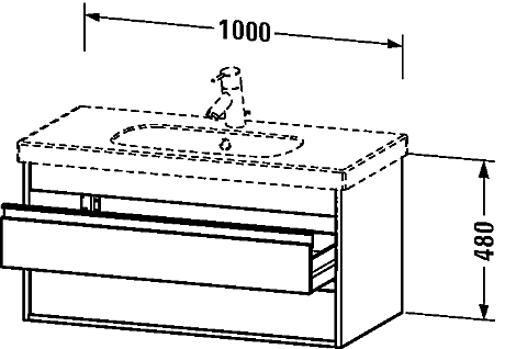 Duravit Starck vaskskab, mat grå, 1000 mm