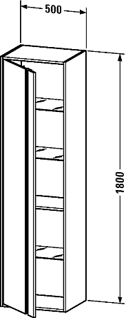 Duravit Ketho højskab, 180x50x36 cm, mat grå, højrehængt